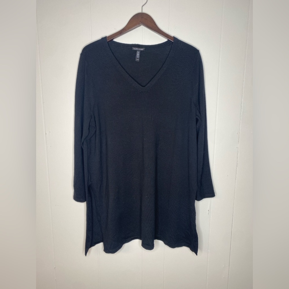 EILEEN FISHER Merino Jersey V-Neck Top in Regenerative Wool XL sweater pure - Picture 3 of 6